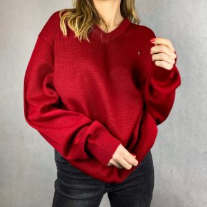 ekskluzywny czerwony sweter second hand online