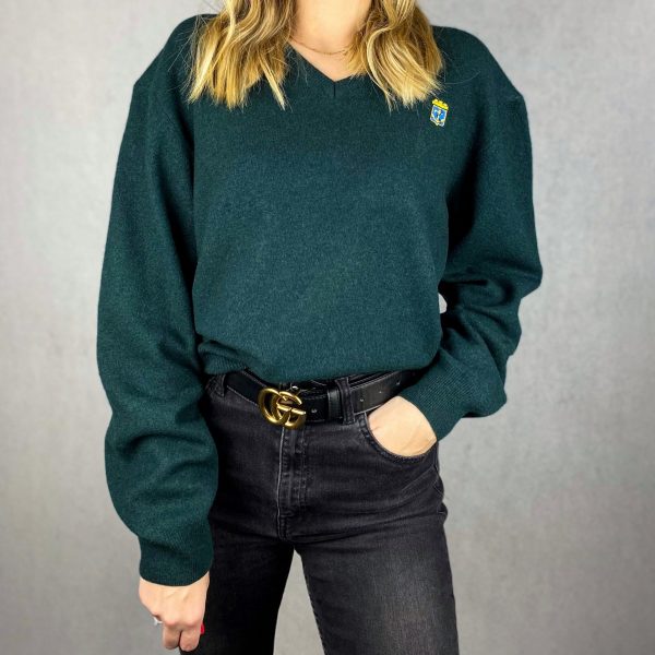 ekskluzywny zielony sweterek second hand online